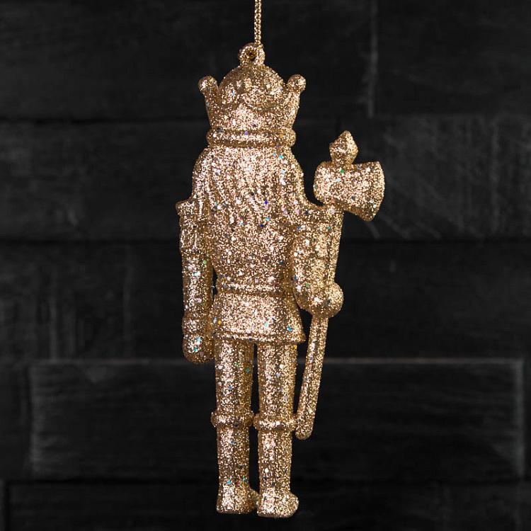 Набор из двух ёлочных игрушек Золотые блестящие щелкунчики Set Of 2 Glitter Nutcrackers Gold 13 cm
