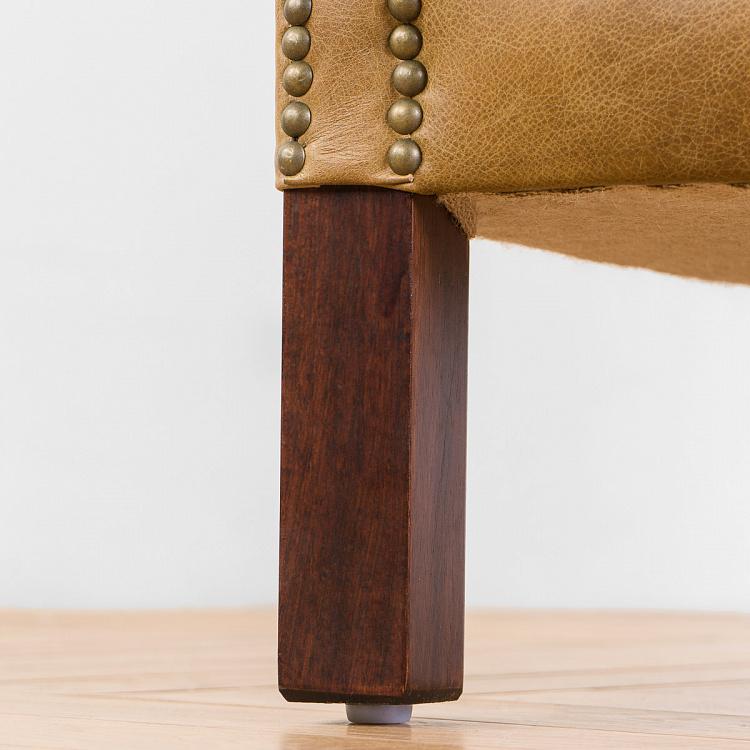 Кресло Поль с отделкой полосами, красно-коричневые ножки Paul Armchair With Stripes, Red Brown Wood D