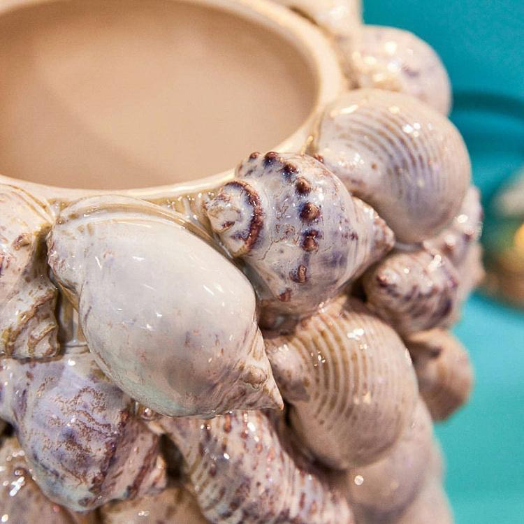 Бежевая широкая ваза Моллюски Mussels Natural Vase