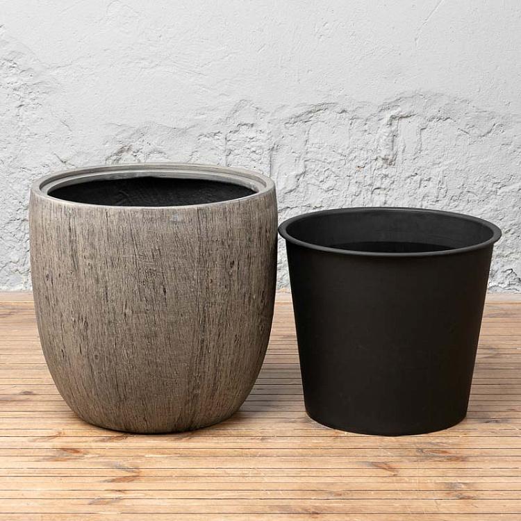 Кашпо-чаша Эффектори белёный дуб, L Effectory Wood Bowl Pot White Oak Large