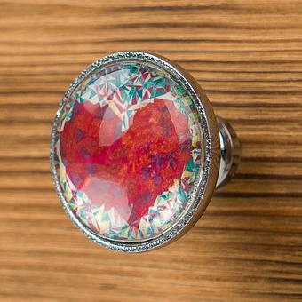 Мебельная ручка Geometric Heart Metal Glass Knob