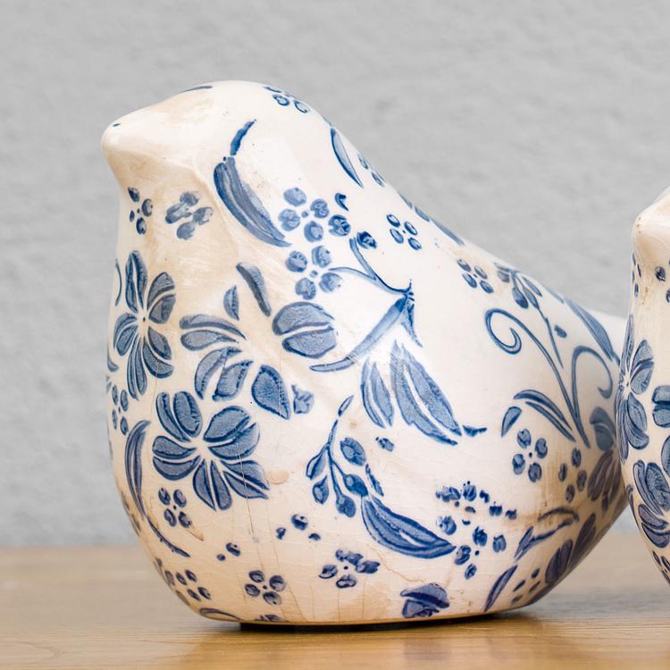 Набор из двух статуэток Птицы с синей росписью Set Of 2 Birds Blue Painted