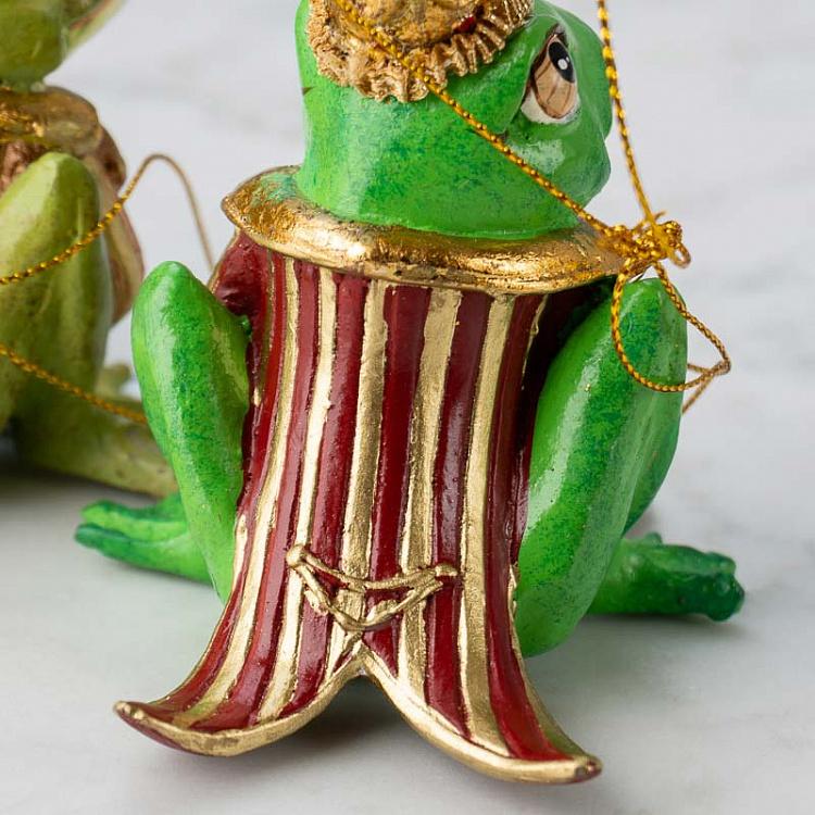 Набор из трёх ёлочных игрушек Принцы-Лягушки Set Of 3 Dressed Frog Princes Green 10,5 cm