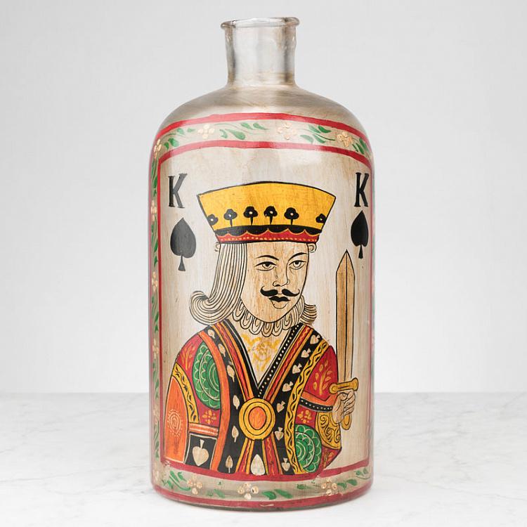 Бутыль с ручной росписью Король пик Handpainted Glass Bottle King Of Spades