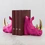Набор из 2-х держаталей для книг Bookend Rhinos Magenta
