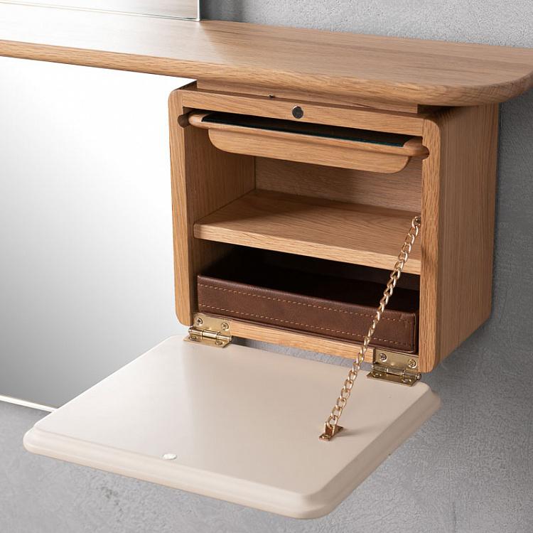 Настенное зеркало с полкой и ящиком Ещё один взгляд, светлый дуб One More Look Mirror Stand, Oak