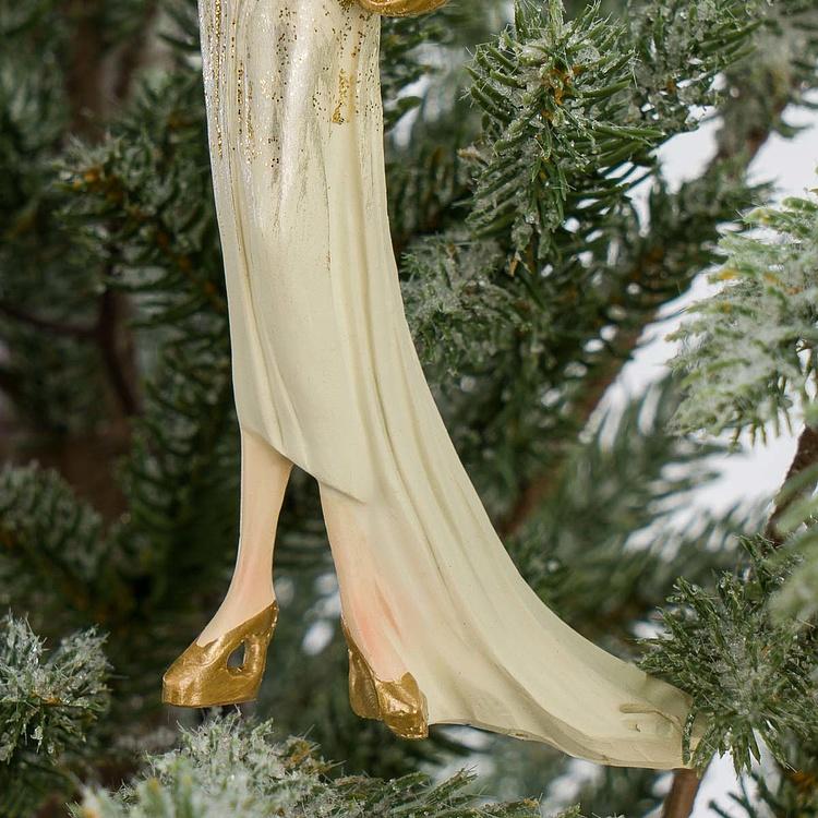 Набор из двух ёлочных игрушек Леди в кремовых платьях Set Of 2 Ladies Cream Gold 15 cm