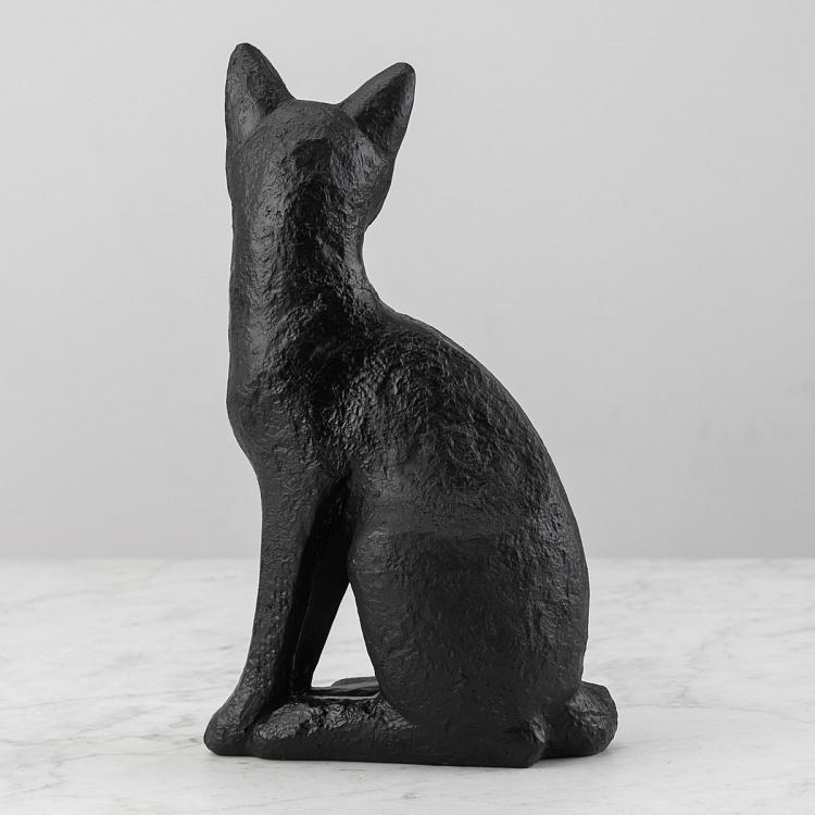 Статуэтка Чёрный кот сидящий Cat Figurine Shiny Black Patina