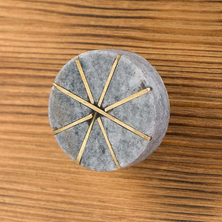 Мебельная ручка из серого камня Чакра Chakra Stone Brass Knob Grey