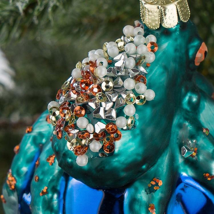 Набор из двух ёлочных игрушек Осьминоги на шарах Set Of 2 Glass Octopus On Ball Blue Pink 10,5 cm