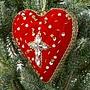 Ёлочная игрушка Rhinestone Pattern Velvet Heart Red 12 cm