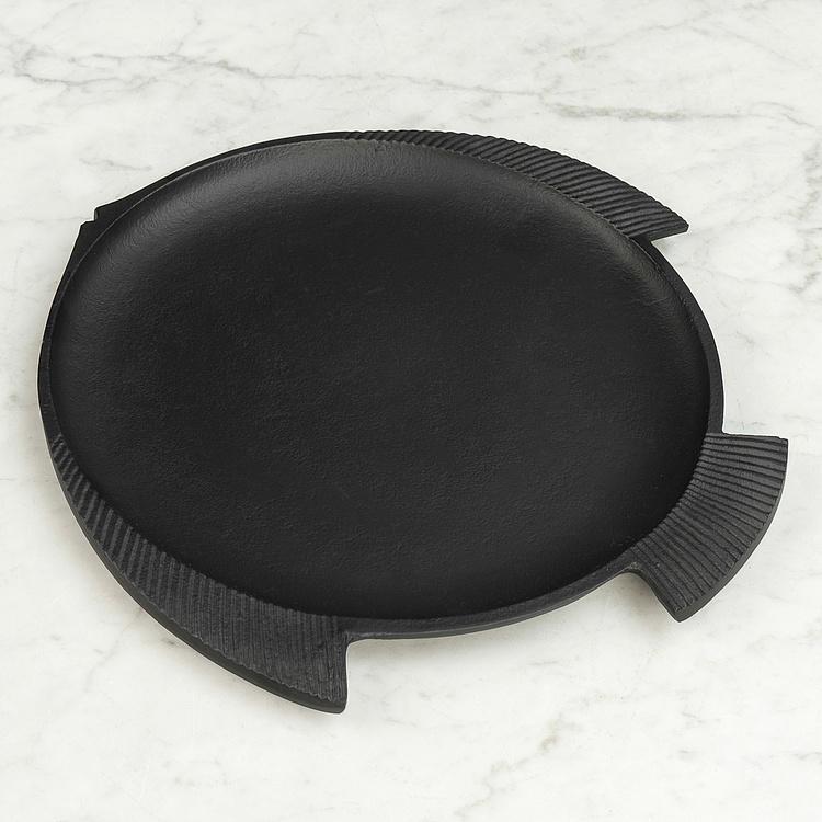 Чёрное блюдо Рыба, L Round Fish Dish Big Black