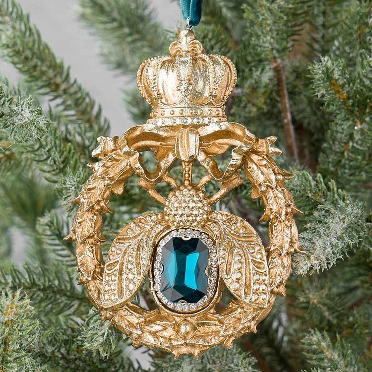 Ёлочная игрушка Королевская пчела Royal Bee Gold Blue 13,5 cm