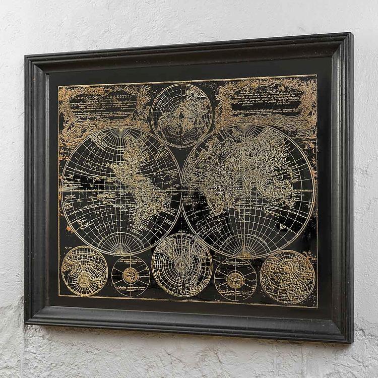 Зеркальная картина с Земными полушариями Mirrored Wall Art Hemispheres