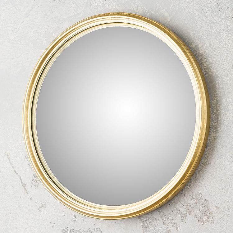 Круглое выпуклое зеркало в золотистой раме, S Gold Frame Convex Mirror Small