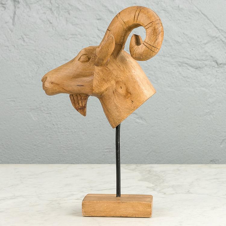 Статуэтка Голова козерога Билли Billy Goat Head Mango Wood