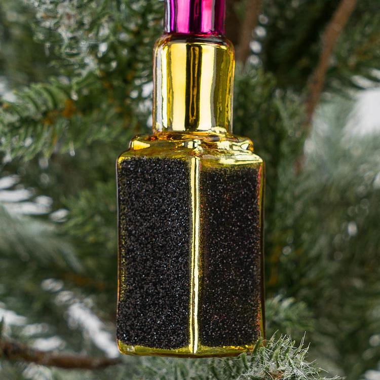 Набор из двух ёлочных игрушек Губные помады Set Of 2 Glass Lipsticks Gold Pink Black 11 cm