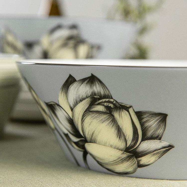 Голубая большая салатница с цветком Экзо Exo Bowl Large Flower Blue