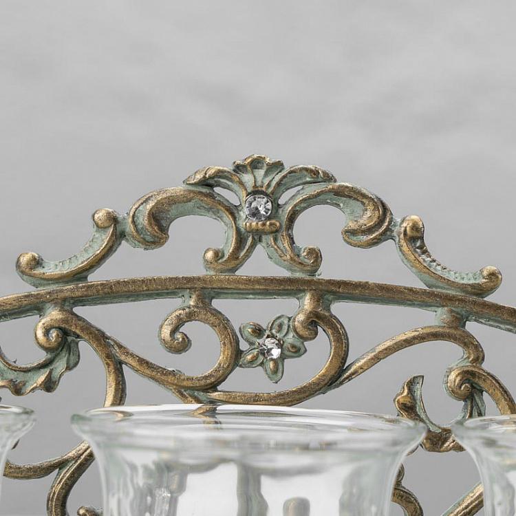 Металлический подсвечник для трёх свечей Диван Glass Metal Antique 3 Votive On Sofa Chair Gold