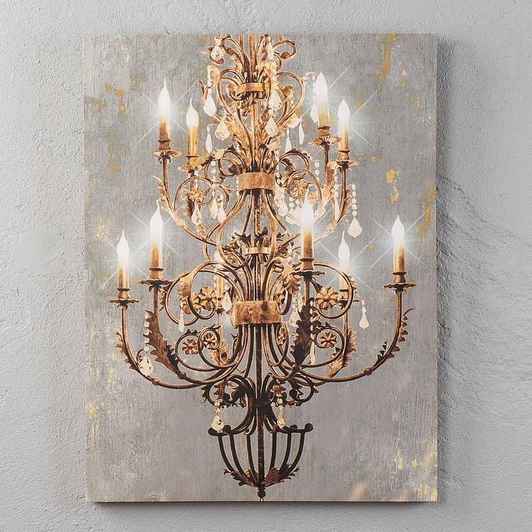 Картина-принт диптих со светодиодной подсветкой Большая люстра  Set Of 2 Prints Grand Chandelier With Led
