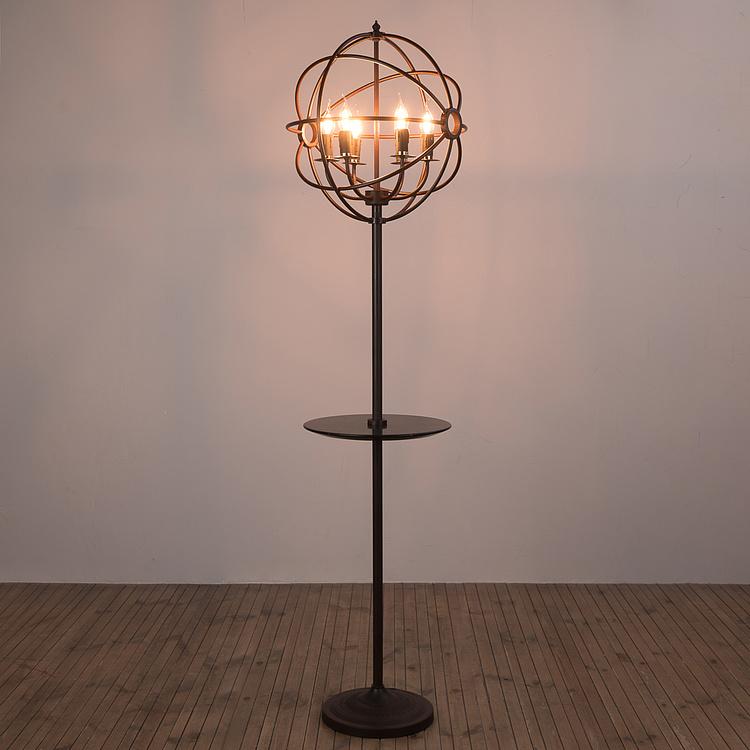Торшер со столиком из мрамора и гироскопом Gyro Floor Lamp With Tray
