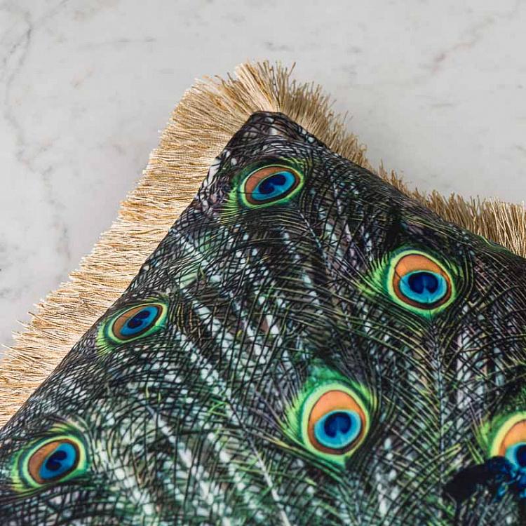 Декоративная подушка с бахромой Павлин Cushion With Fringes Peacock