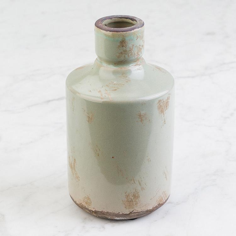 Высокая салатовая керамическая ваза Бутыль Bottle Vase Verdigris High