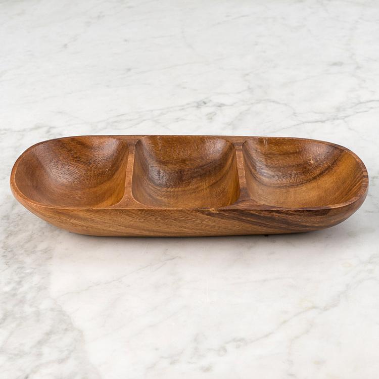 Деревянная овальная менажница Органик Organic 3 Sections Oval Serving Dish