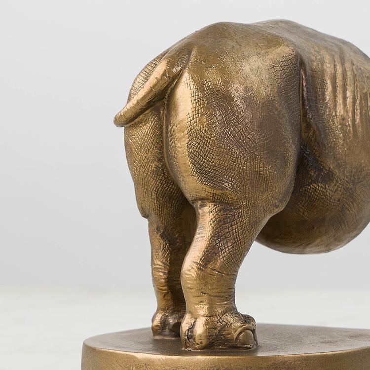 Набор из двух держателей для книг Носорог на овальной подставке Bookend Rhino On Oval Stand