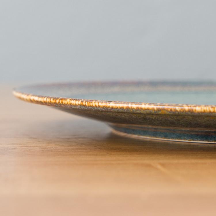 Десертная тарелка сине-коричневая Блум Bloom Blue And Brown Dessert Plate