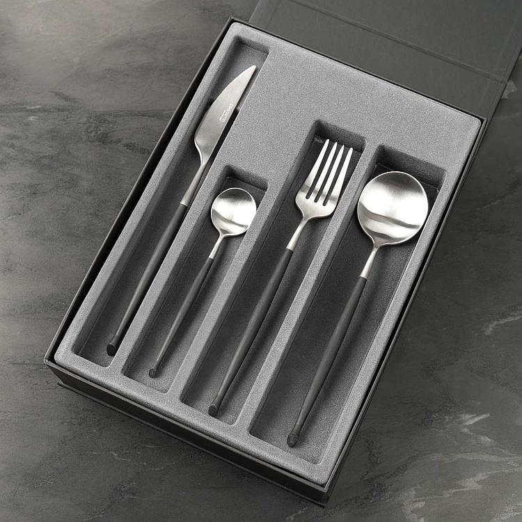 Набор Неон из 24 столовых приборов на 6 персон по 4 предмета в подарочной коробке Set Of 24 Cutlery Pieces Neon