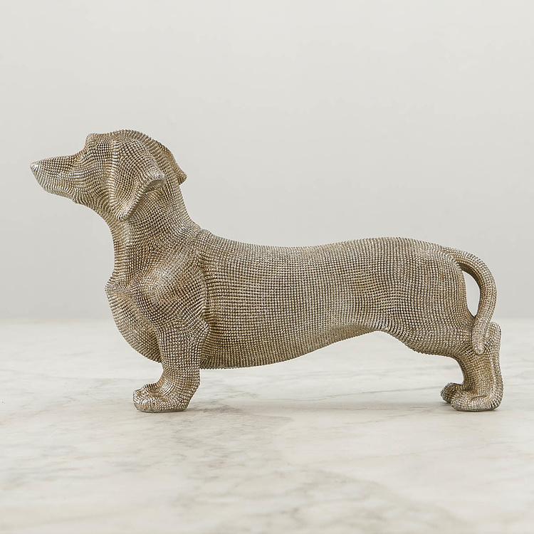Статуэтка со стразами Такса Dachshund Figure With Rhinestones Silver