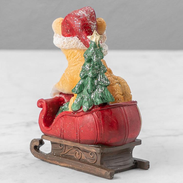 Новогодняя фигурка Рождественский тигр в санях Xmas Tiger In Sleigh Red/Orange/Green