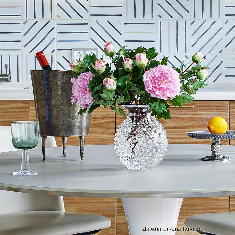 Круглая прозрачная ваза Диамант Round Clear Vase Hobnail