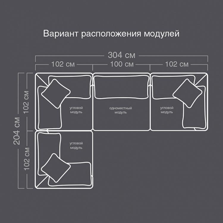 Угловой модульный диван Лашес 2, S Luscious Group Small 2