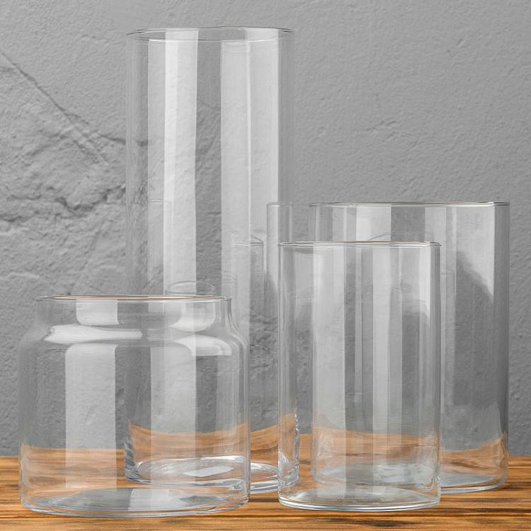 Стеклянная цилиндрическая ваза, S Cylindrical Glass Jar Small