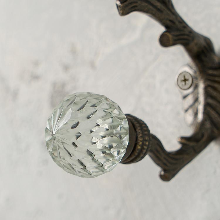 Двухрожковый крючок с хрустальными наконечниками Ветка Branch Crystal Glass Hook