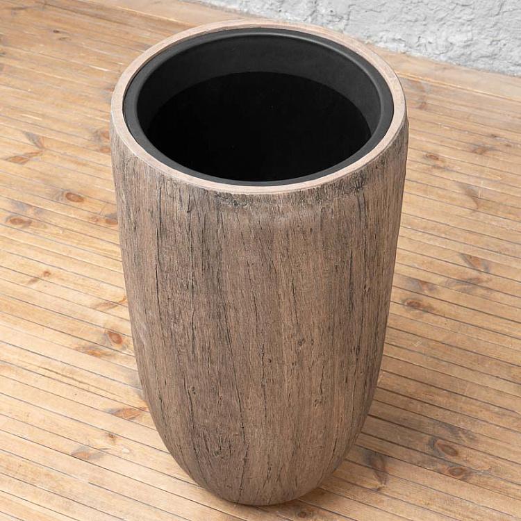 Высокое кашпо Эффектори светлый дуб, L Effectory Wood Tall Pot Oak Large