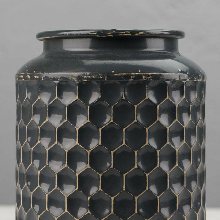 Декоративная тёмно-синяя металлическая ваза Dark Blue Metal Vase