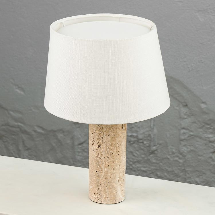 Настольная лампа с белым абажуром и мраморным основанием Beige Marble Base Table Lamp With Shade