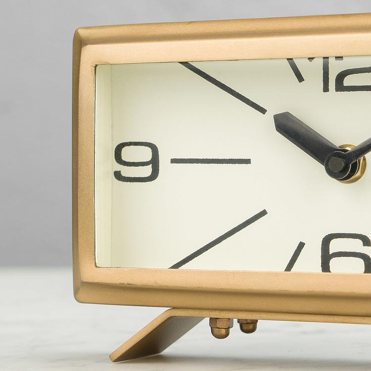 Прямоугольные настольные часы латунного цвета в винтажном стиле Rectangular Brass Patina Clock