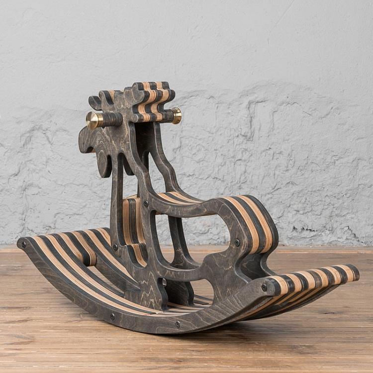 Тёмная детская качалка Лось Elk Rocking Chair Dark Oil