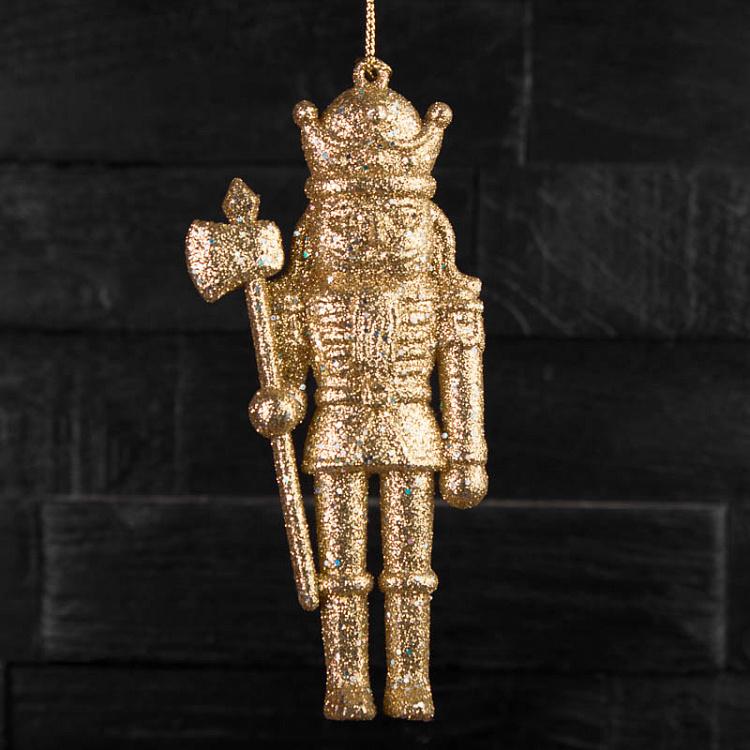 Набор из двух ёлочных игрушек Золотые блестящие щелкунчики Set Of 2 Glitter Nutcrackers Gold 13 cm