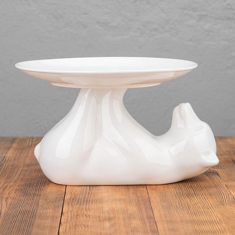 Сервировочная подставка-тортовница Медведь, L Decorative Plate Bear Large