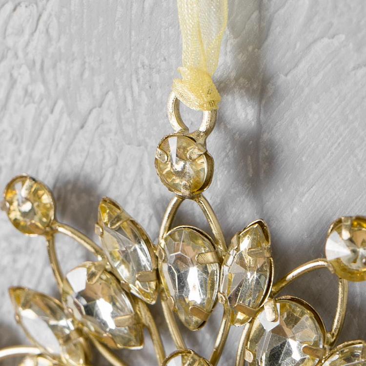 Новогодняя подвеска Цветок с камнями цвета шампань Jewelled Round Flower Champagne 8 cm