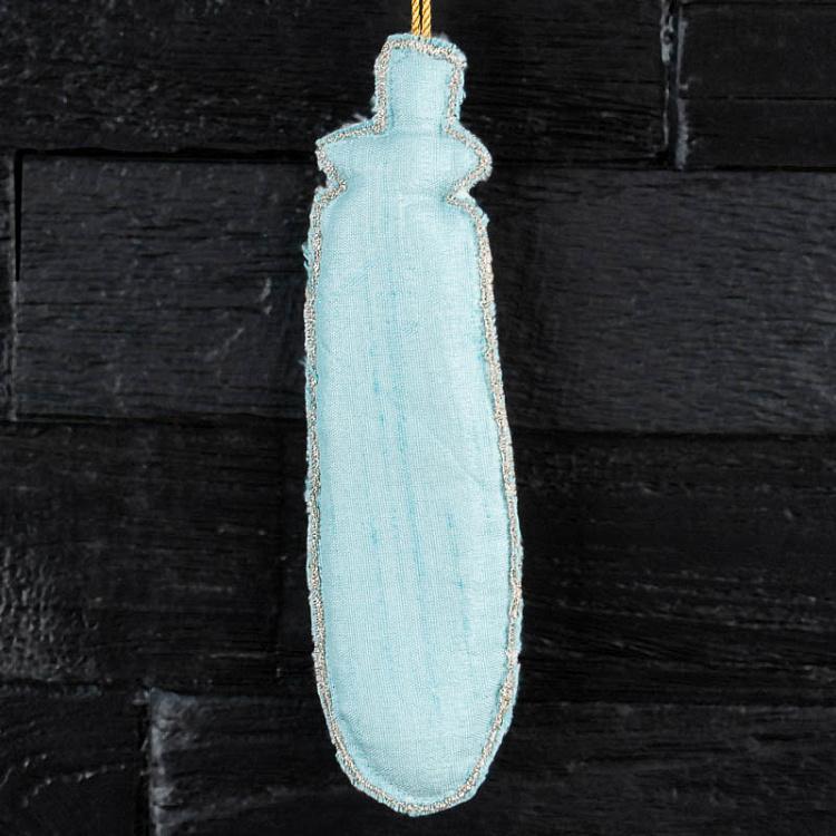 Ёлочная игрушка из бисера Голубое перо Feather Beads Blue 15 cm