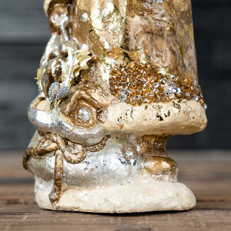 Новогодняя фигурка Санта с мешком подарков Paper Santa With Sack Gold/Cream 22 cm