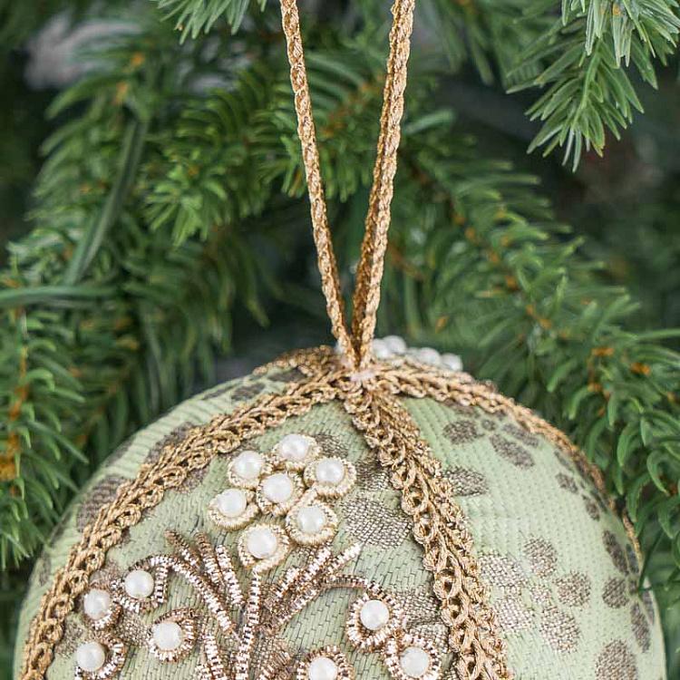 Ёлочная игрушка Золотой шар с бусинами Beads Ball Gold 9 cm