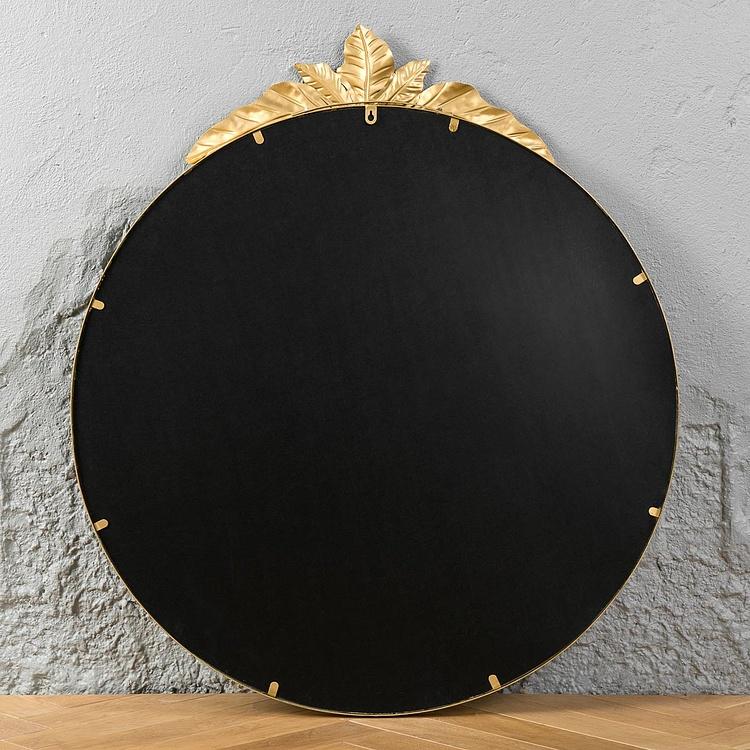 Круглое зеркало с украшением из золотистых листьев Wall Mirror With Leaf Decor