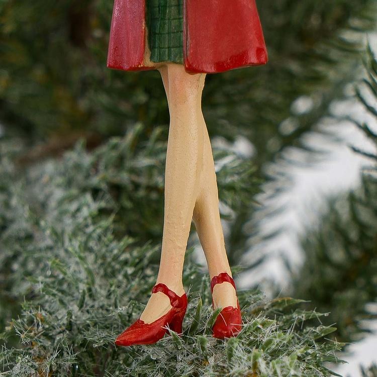 Набор из двух ёлочных игрушек Леди с покупками Set Of 2 Xmas Shopping Ladies 11,5 cm